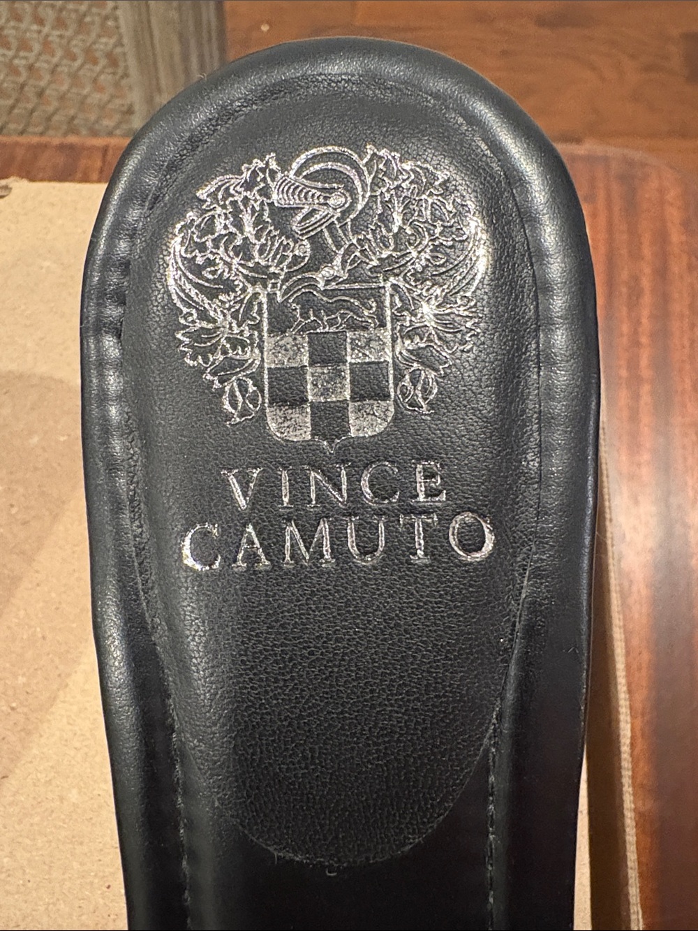 Vince Camuto Black Padded Strap Square-Toe Slide Sandals - Picture 2 of 4